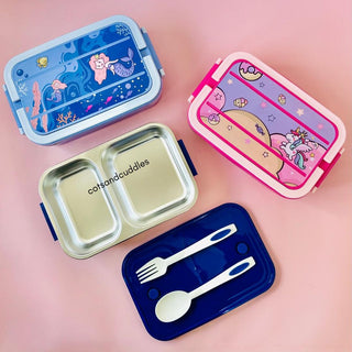 Cute Design 2 Compartment Lunch Box with Handle for Kids