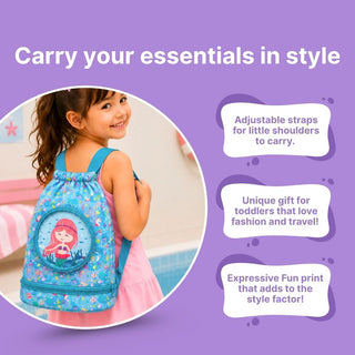 Cute Cartoon Themed Kids Swimming Bag with Shoe Pocket (MERMAID)