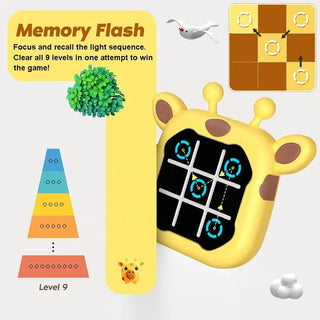 Animal Design 3-in-1 Electronic Tic Tac Toe & Memory Game Puzzle Console for Kids