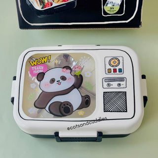 Panda Design 3-Compartment Lunch Box with 750ml + 70ml Salad Cup