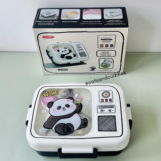 Panda Design 3-Compartment Lunch Box with 750ml + 70ml Salad Cup