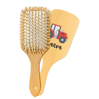 Personalized Wooden Hair Brush for Kids - Tractor (PREPAID ONLY)