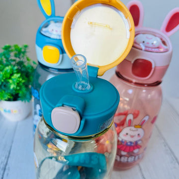 Cutie Bunny Ears Design Transparent Water Bottle For Kids - 760ml