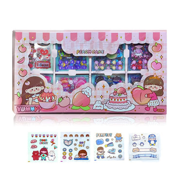 Kawaii Doll and Bear Waterproof Stickers: 200-Sheet Set with Space, Daily Life, and Dessert Themes for Kids