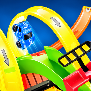 33-Piece Stunt Racing Track Set with 2 Pull-Back Cars