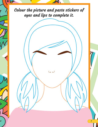 Make A Pretty Face with 160+ Stickers- Colouring and Sticker Activity Book for Kids Age 3 -6 years