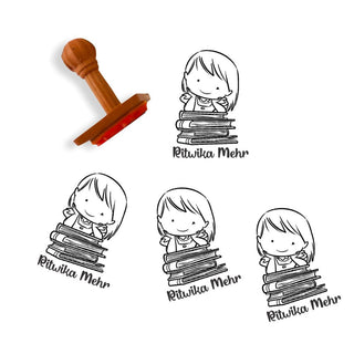 Book stamp - little miss Bookworm (PREPAID ONLY)