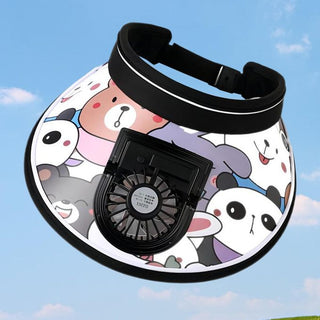 Stay Cool and Stylish with our Animal-Themed Summer Sun Visor Cap: Adjustable Strap and Built-in Fan