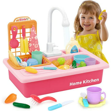 Little Chef Play Series: Kitchen Adventure with Removable Battery and Kitchen Washbasin Accessories