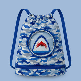 Cute Cartoon Themed Kids Swimming Bag with Shoe Pocket (SHARK)