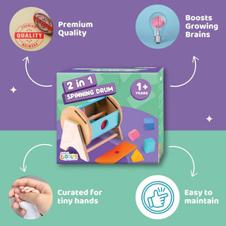 Wooden Spinning Drum for Kids