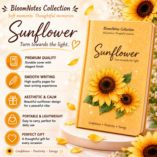 Sunflower Journal | BloomNotes Collection — Aesthetic Yellow Notebook for Girls