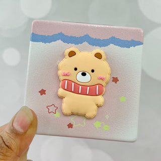 3D Animal Design Pocket Size Square Compact Mirror (Random) 1pc