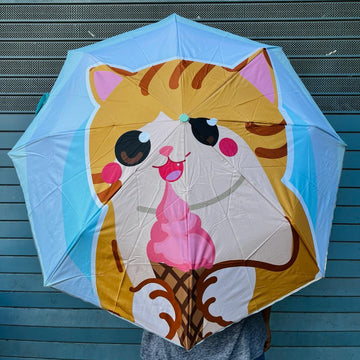 Colorful Printed Auto Open/Close 2-Fold Umbrella: A Playful Companion on Rainy Days (Random) (Kitty)