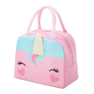 Cute 3d design Animal Printed Insulated  Lunch bag for kids (Pink Unicorn)