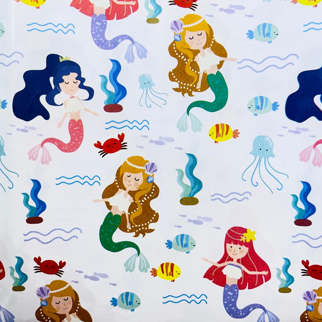 Beautiful Colorful Mermaid printed Gift Wrap- Set of 10
