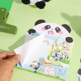 Pandapuddle Notes — Kawaii Panda 5-in-1 Sticky Notes Set with Acrylic Keychain