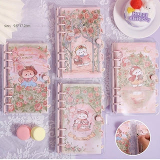 Cute Teddy Design Spiral Notebook with Button Lock