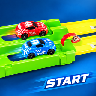33-Piece Stunt Racing Track Set with 2 Pull-Back Cars