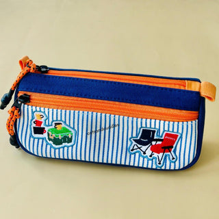 Double Zip Embroidery Design Pencil Pouch for Kids