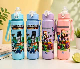 Minecraft Kids Water Bottle 750ml – Leak-Proof, BPA-Free with Flip Straw