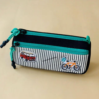 Double Zip Embroidery Design Pencil Pouch for Kids