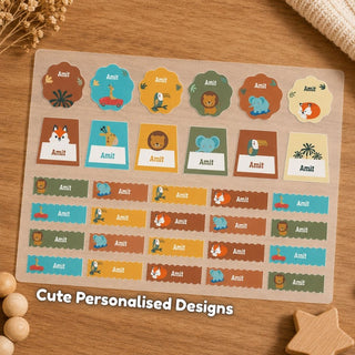 Personalized Iron On Label Sticker - Safari Fun (32pc) (PREPAID ONLY)