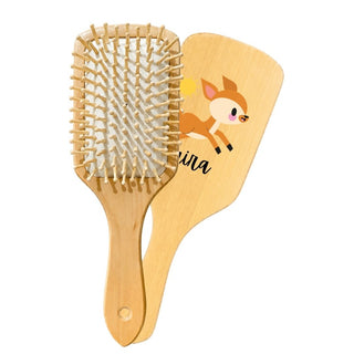 Personalized Wooden Hair Brush for Kids - Running Deer (PREPAID ONLY)