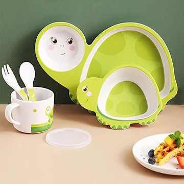 Turtle  Bamboo Fiber 5 Piece Feeding Set - 100% bamboo No Plastic