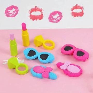 Mini Makeup Magic: Adorable 3D Erasers for Stylish Stationery (Random Design & Colour) 2pc