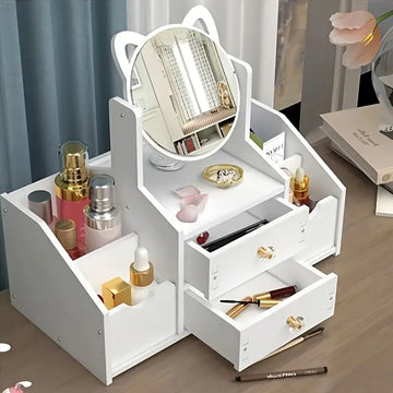 Wooden Assembling Makeup Mirror with Drawer & Storage 23pc set