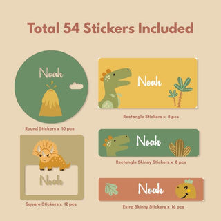 Personalized Name Labels Combo - Dino Roar - Pack of 54 (PREPAID ORDER)