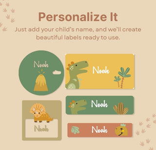 Personalized Name Labels Combo - Dino Roar - Pack of 54 (PREPAID ORDER)