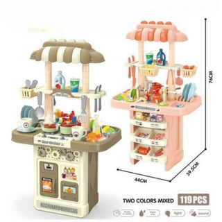 119 Pcs Double Side Kitchen Toys Set for Children Pretend Play