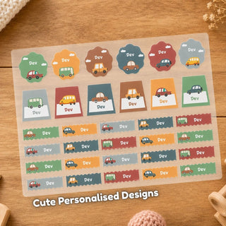 Personalized Iron On Label Sticker - Speedy Wheel (32pc) (PREPAID ONLY)
