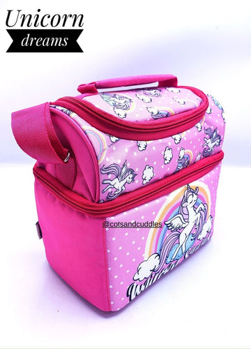 Double Delight: Double Decker Lunch Bag for Convenient Meal Storage (Unicorn)