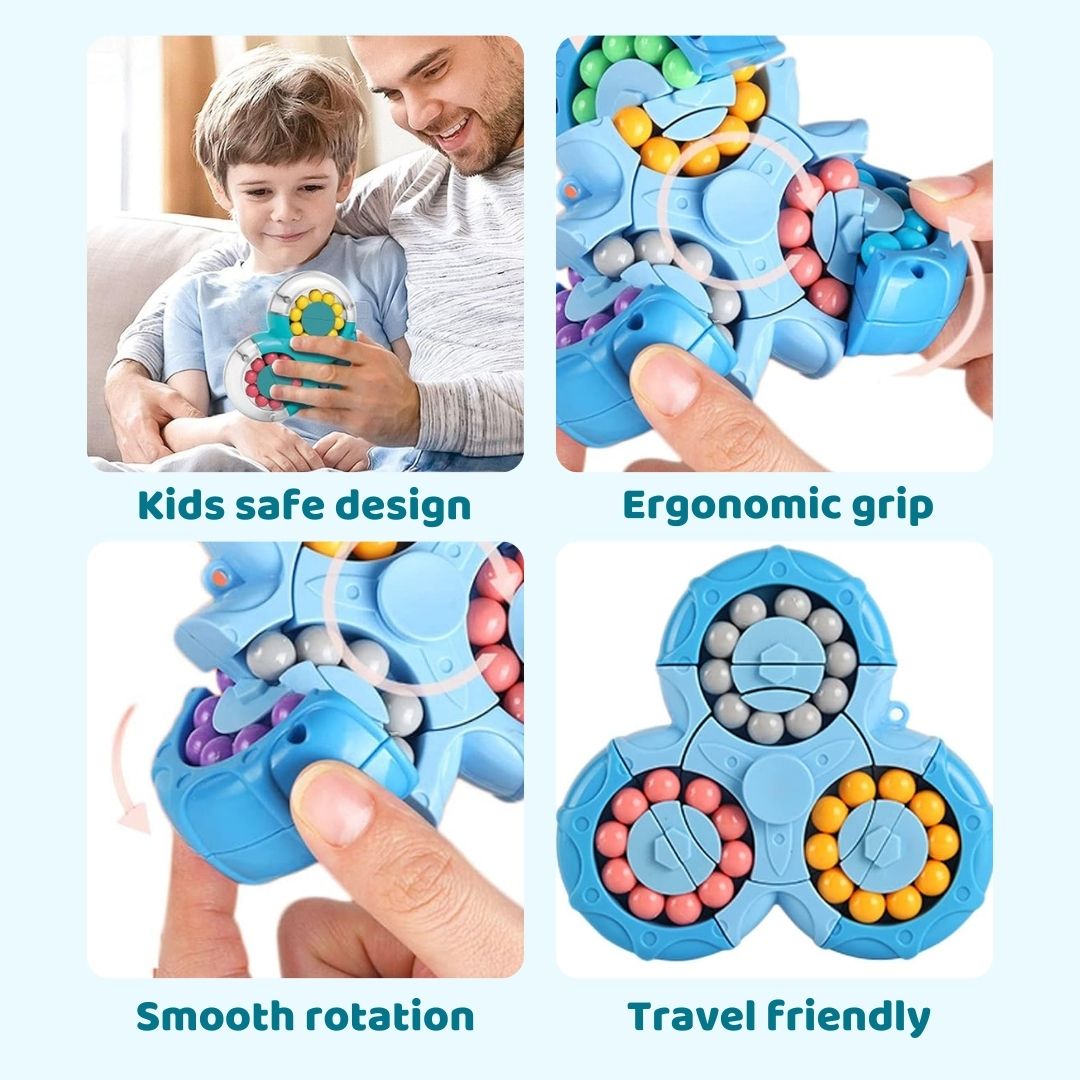 2-in-1 Triangle Rotating Puzzle Spinner Magic Bean Fingertip Toy Age 3+(Random Colour)