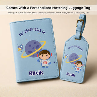 Personalized Passport Cover & Luggage Tag  for Kids | Custom Name Travel Accessories (Space Galaxy) (PREPAID ONLY)
