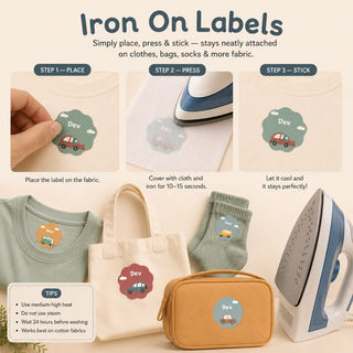 Personalized Iron On Label Sticker - Speedy Wheel (32pc) (PREPAID ONLY)