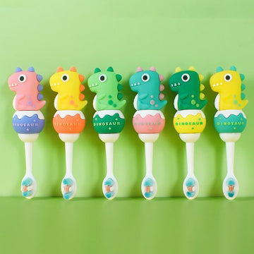 Cute 3D Baby Dino Shape Microfiber Soft Bristles Toothbrush with Travel Case for Kids Age 2+ (Pack of 1)