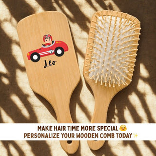 Personalized Wooden Hair Brush for Kids - Sports Car (PREPAID ONLY)
