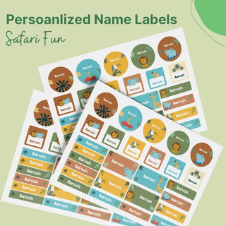 Personalized Name Labels Combo - Safari Fun - Pack of 54 (PREPAID ORDER)