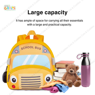 Cute Cartoon Bus Soft Plush Backpack with Front Pocket for Kids (Orange)