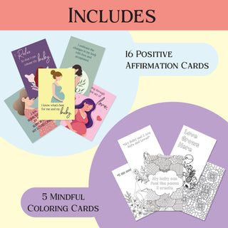 Bump to Baby “ Positive Journey Cards for Mom-to-Be | 21 Pregnancy Affirmation & Mindfulness Cards | 16 Uplifting Affirmations + 5 Calming Coloring Cards