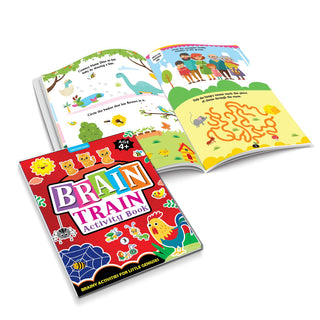 Brain Train Activity Book for Kids Age 4+ – With Colouring Pages, Mazes, Puzzles and Word searches Activities