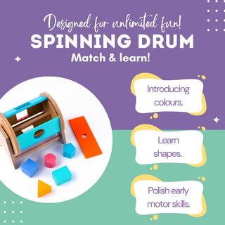 Wooden Spinning Drum for Kids