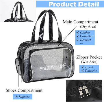 Clear and Stylish Travel Bag with Shoe Pocket