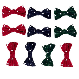(Pack of 10) Velvet Bow Design Alligator Hair Clip with Pearl for Return Gift (Prepaid Only)