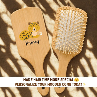 Personalized Wooden Hair Brush for Kids - Tiger (PREPAID ONLY)