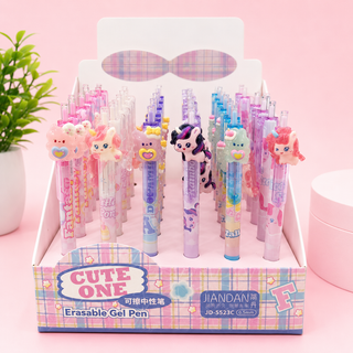 Kawaii Unicorn Erasable Gel Pens — Cute 3D Character Toppers | 0.5mm